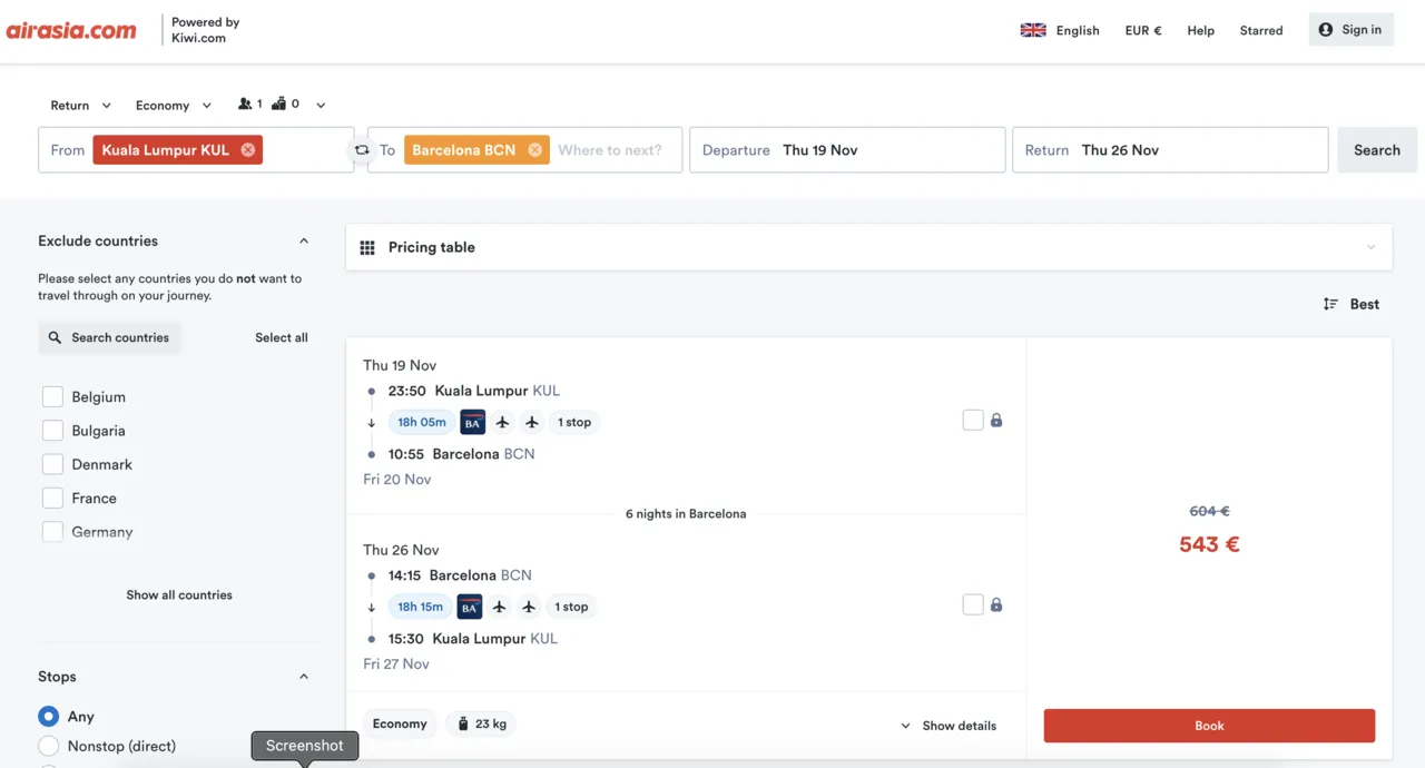 Kiwi.com powers airasia.com flight booking network